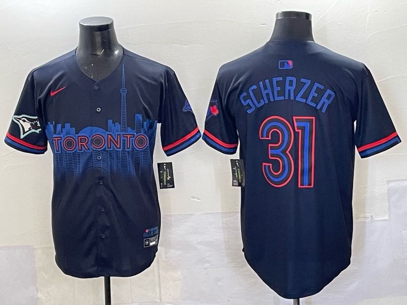 Men 2025 Toronto Blue Jays #31 Scherzer Black Joint Name Nike MLB Jersey 06->toronto blue jays->MLB Jersey